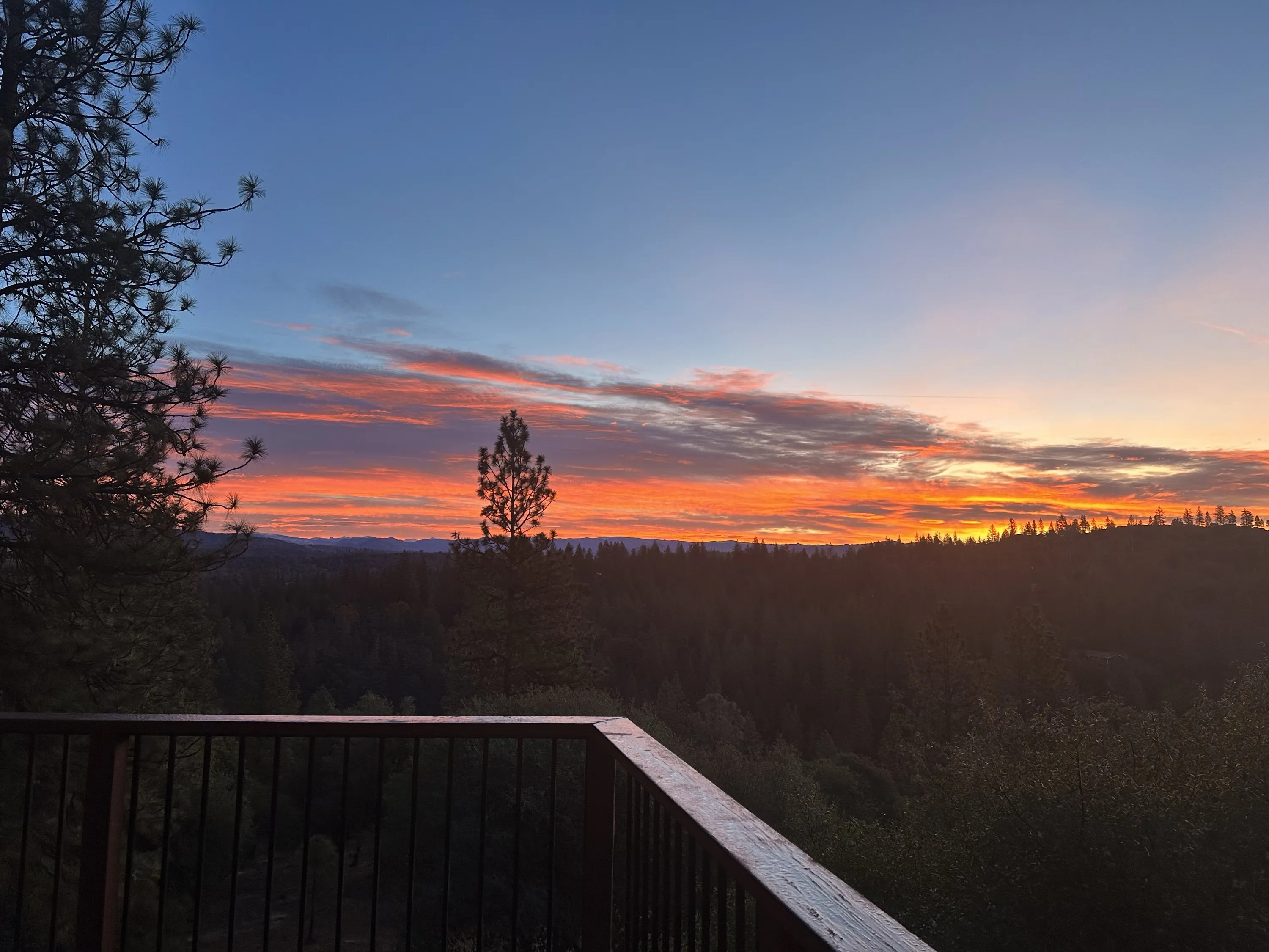 Sunset over the ridges from Base Camp’s deck